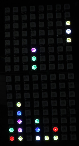 Columns on a set of Neopixel displays